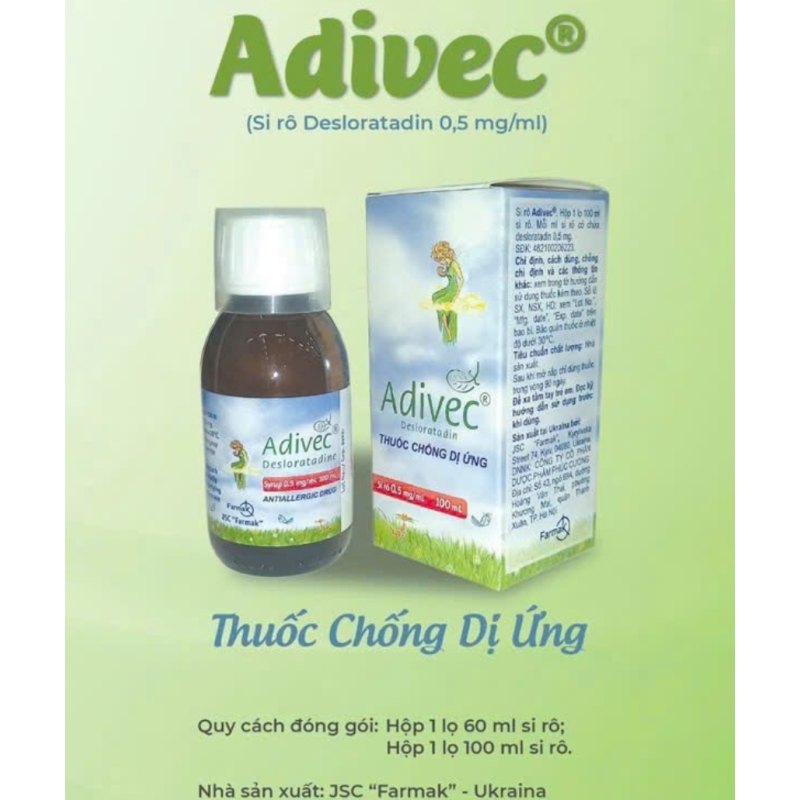 Xem phóng to ảnh Thuốc Adivec ( 60ml & 100ml-Desloratadin 0.5 ma/mI)