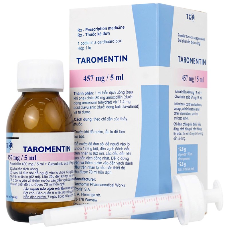 Xem phóng to ảnh Taromentin 457mg/5ml( Hộp 1 lọ 100ml )