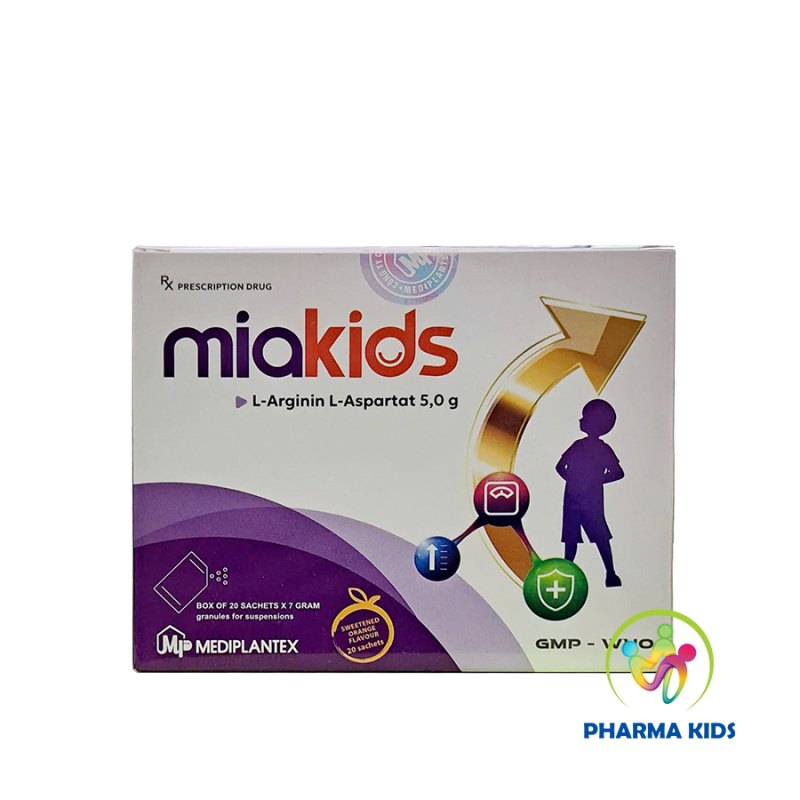 Xem phóng to ảnh Miakids L-Arginine (Hộp 20 gói 7g)